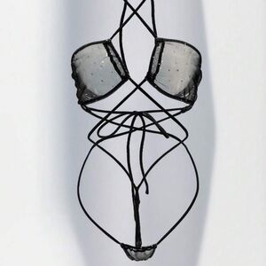 H&M Black Sheer Strappy Bra